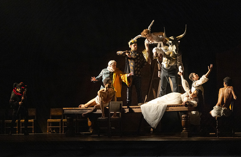 Production photo of Rigoletto, The Royal Opera ©2021 ROH. Photograph by Ellie Kurttz
